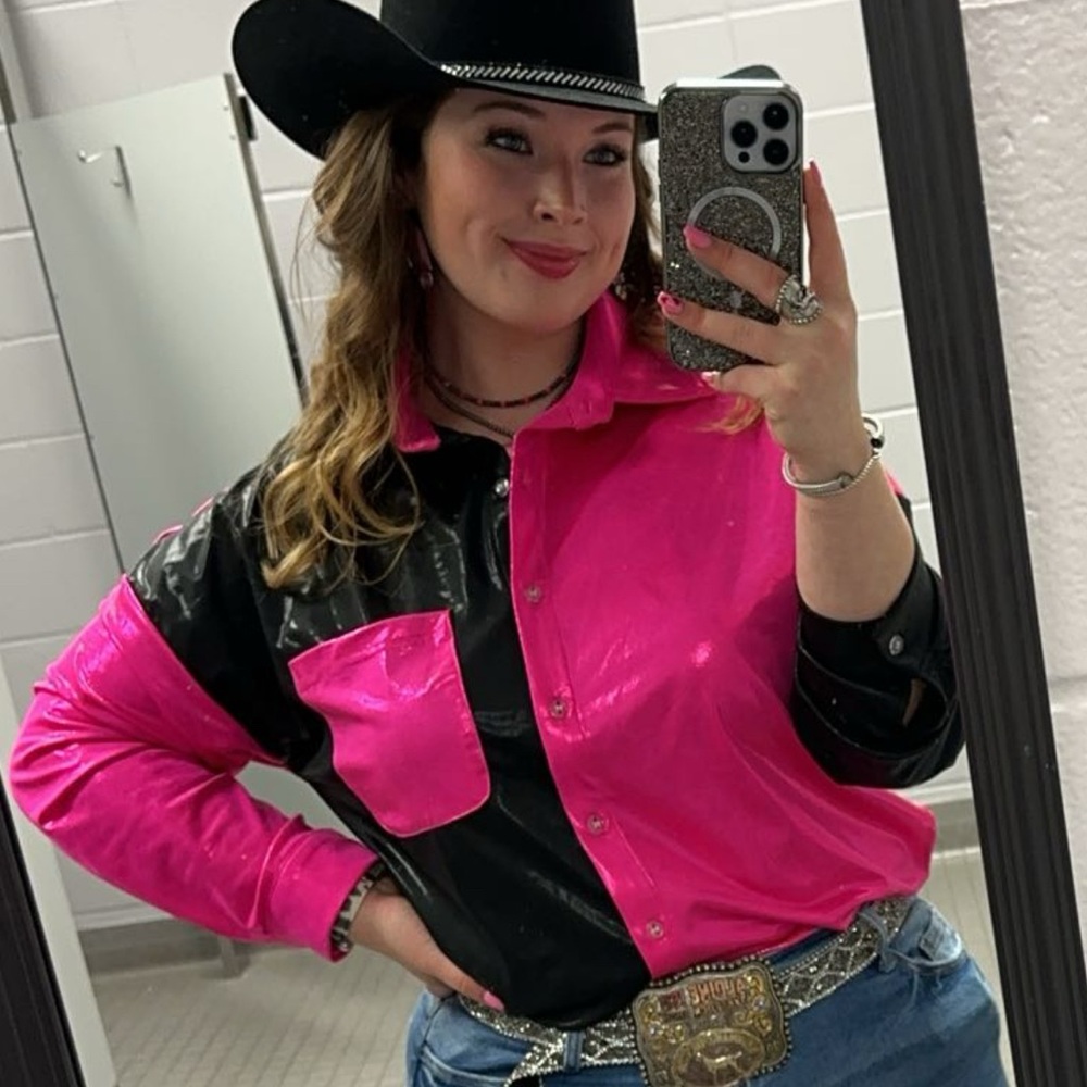 Pink and Black Western Shirt